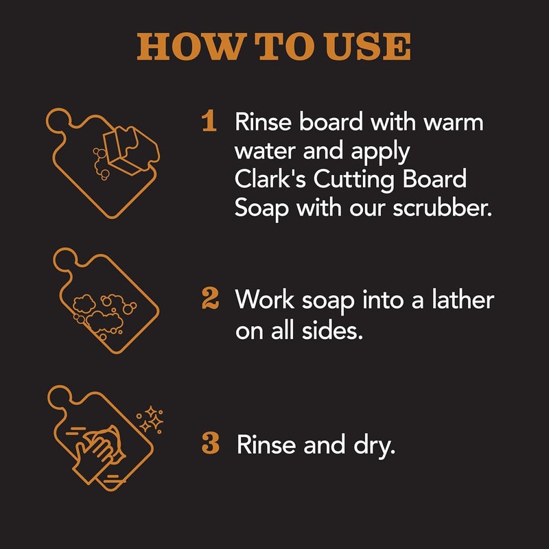 clarks Cutting Board Cleaner Unscented - Soap for Butcher Block, Countertop and Utensils - Cleans and Restores Wood - Use Before Food Grade Mineral Oil - Image 4