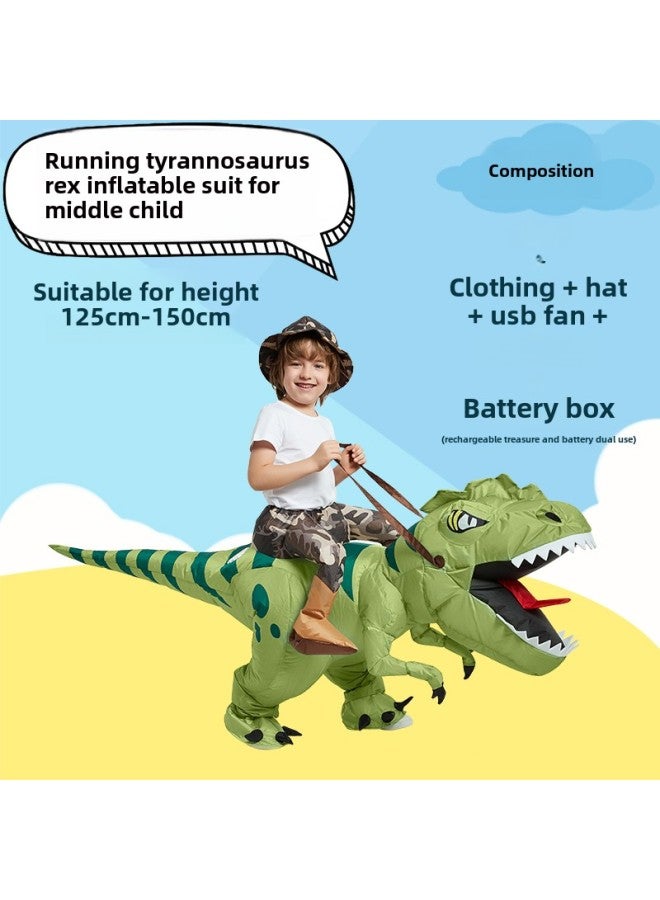 Funny Toy Mount Funny Costume Animal Prop Costume Dinosaur Inflatable Clothes Pants Children Adult-Color:Running Tyrannosaurus Rex—children - Image 1