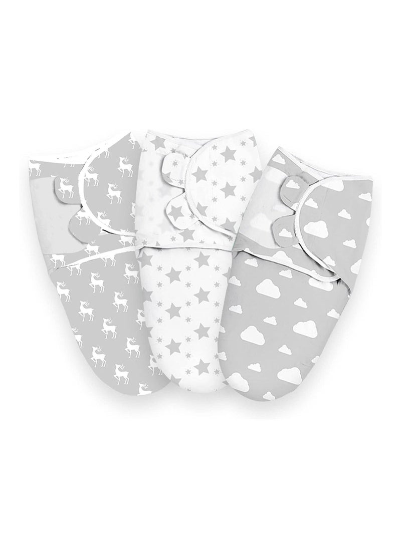 3 Pcs Newborn Swaddle Blanket Wrap 0-3 Months 100% Breathable Cotton Swaddlers Sleep Sack with Adjustable Wings for Baby Boys and Baby Girls - Image 1