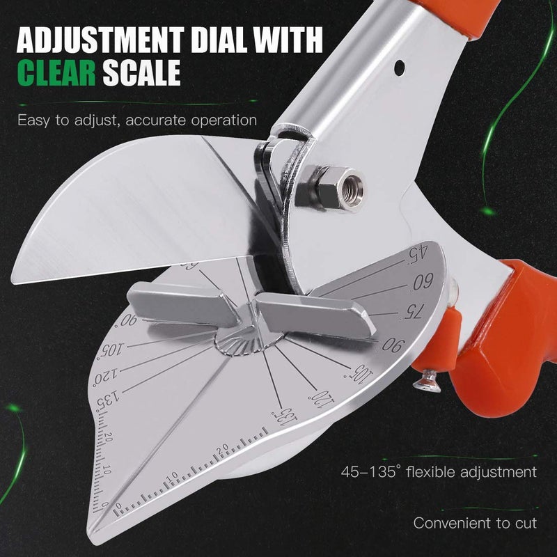 Multi Angle Miter Shear Cutter with Wrench and Upgrade Spare Blades Quarter Round Cutting Tool for Wire Troughs Softcut Corners 45 Degree to 135 Degree - Image 3