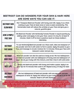 Herbtoniq Natural Organic Beetroot Powder For Face Pack, Hair, Lips And Skin, Pure Beet Root Powder - Beauty Regime For Brightening, Nourishing And Glowing Shiny Skin 150 Gram  - Image 2