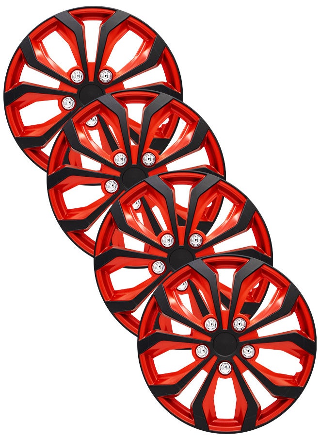 EMTC Pack of 4 EM-3138 Taiwan Wheel Cover | 14" Inch | Black Red Universal Nested Style  - Image 1