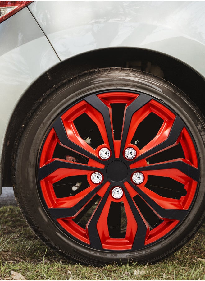 EMTC Pack of 4 EM-3138 Taiwan Wheel Cover | 14" Inch | Black Red Universal Nested Style  - Image 3