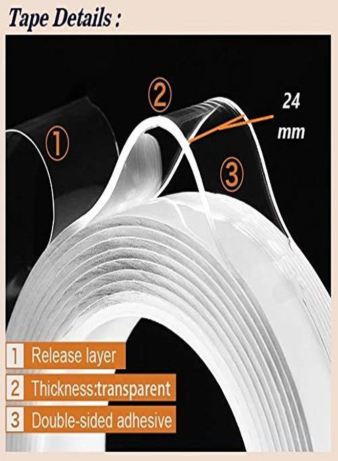 TJIKKO Nano Suction Double-sided Grip Tape 25 mm width 3 meter length, Heavy Duty - Multipurpose Removable Traceless Mounting Tape (Reusable, Washable, Transparent) (Pack of 1) - Image 2
