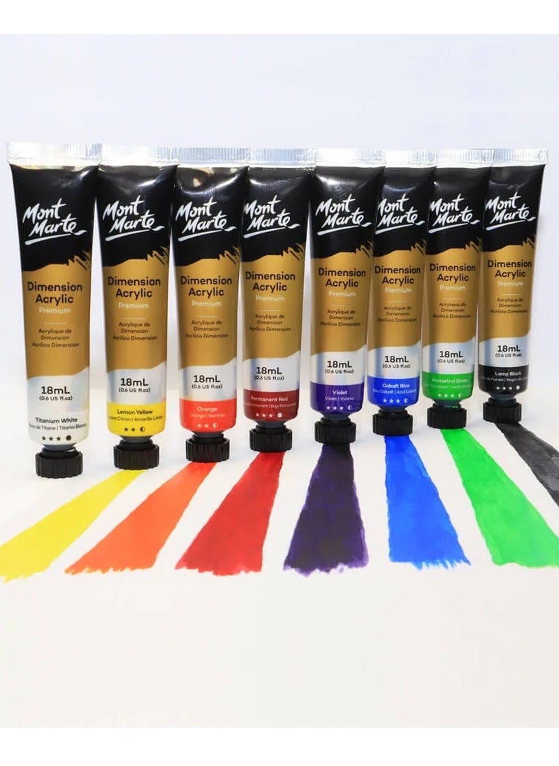 Mont Marte - 8-Piece Signature Dimension Acrylic Paint Intro Set 18ml Tubes - Image 1