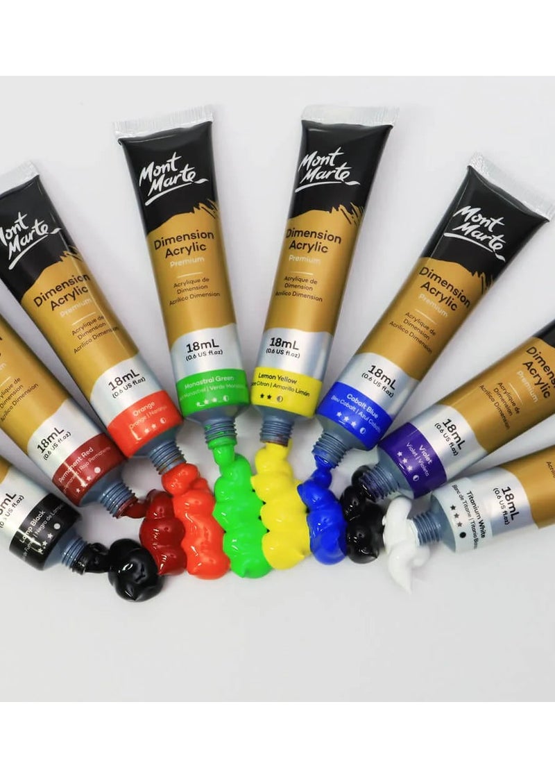 Mont Marte - 8-Piece Signature Dimension Acrylic Paint Intro Set 18ml Tubes - Image 1