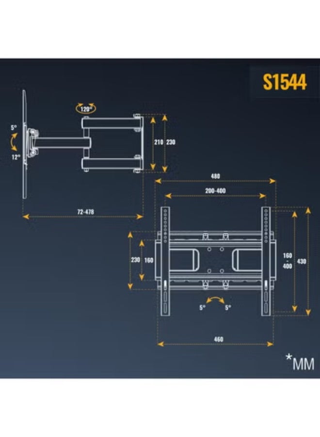 TV Wall Mount 37–65 Inch – Swivelling & Tilting Bracket – Heavy-Duty & Space-Saving Design – VESA up to 400x400 mm - Image 5
