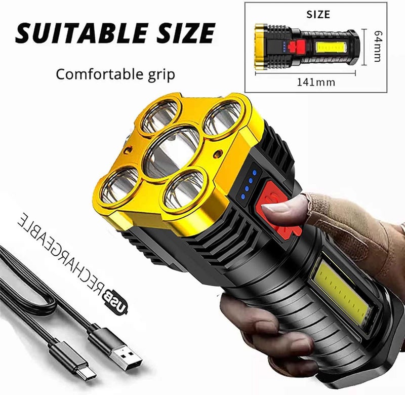 comfrt Led Flashlight Rechargeable USB Torch Mini Small Light Bright Handheld Tiny Portable Pocket Flash Light High Lumens Portable Emergency Camping Accessories - Image 2