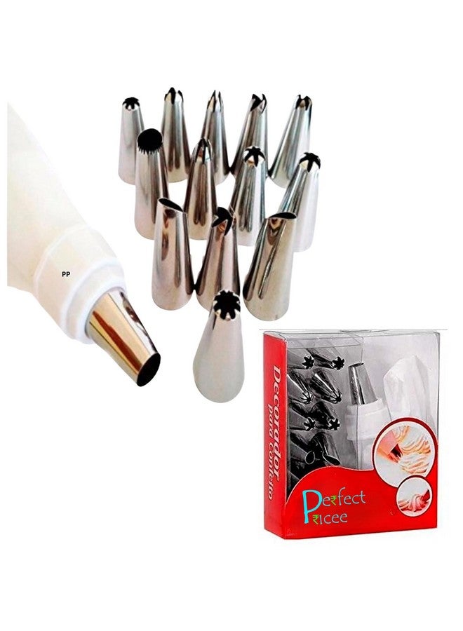 Perfect Pricee 12 Piece Cake Decorating Set Frosting Icing Piping Bag Tips with Steel Nozzles - Image 1