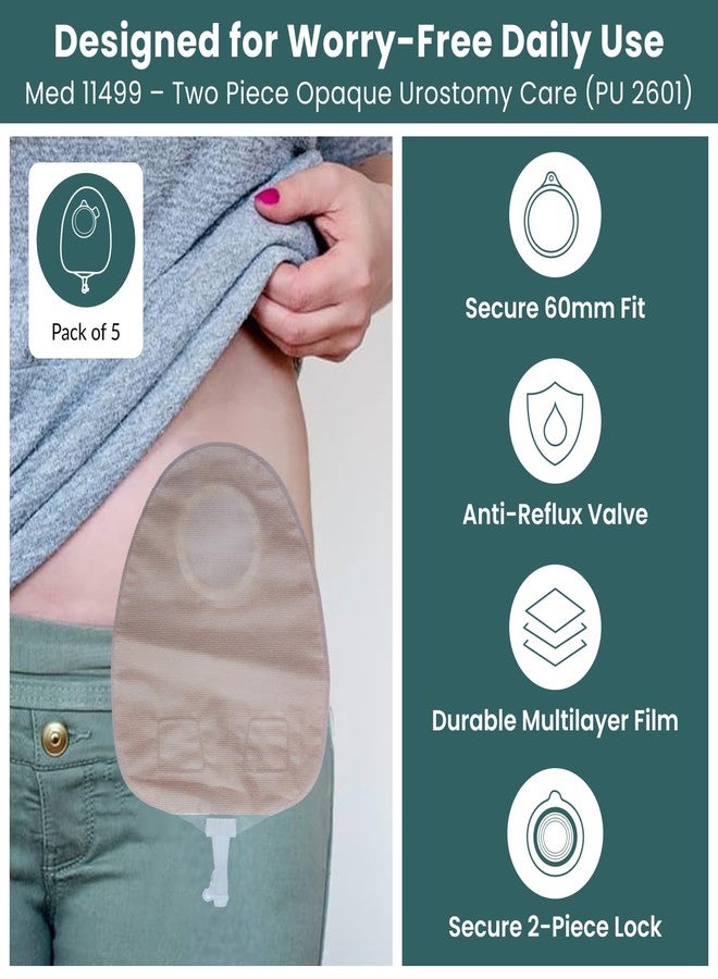 MED PU 2601-11499 - Two-Piece 60 mm Drainable Urostomy Bag, Opaque Pouch, Anti-Backflow Valve (5) - Image 2