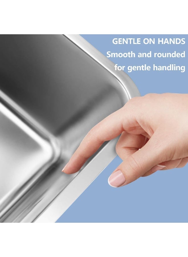 ماماتونس صندوق قمامة قطط مفتوح من الفولاذ المقاوم للصدأ بجوانب عالية وملصقات مانعة للانزلاق، صندوق قمامة قطط كبير جدًا بمقاس 50 × 35 × 15 سم - Image 2