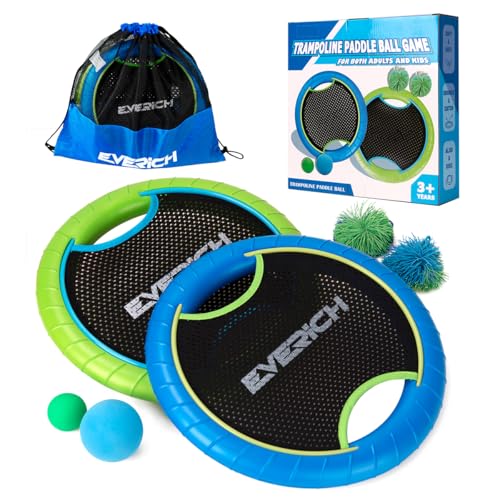 EVERICH TOY Trampoline Paddle Ball Set with 4 Bouncy Paddles 8 Balls Soft Foam Design for Kids Play Indoor Outdoor Beach Backyard Lawn Great Gift Idea for Boys Girls - Image 1