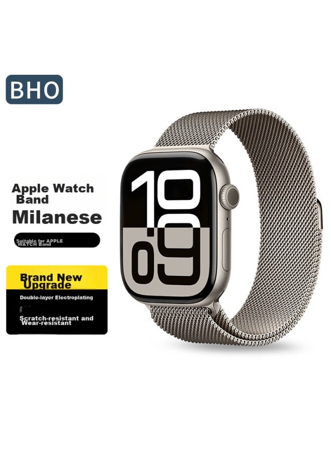 Bho Apple Watch Band Compatible With Apple Watch S10/s9/se/ultra2, Milanese Loop, Iwatch S8/7/6/5/4, Metal Stainless Steel Band - Image 1