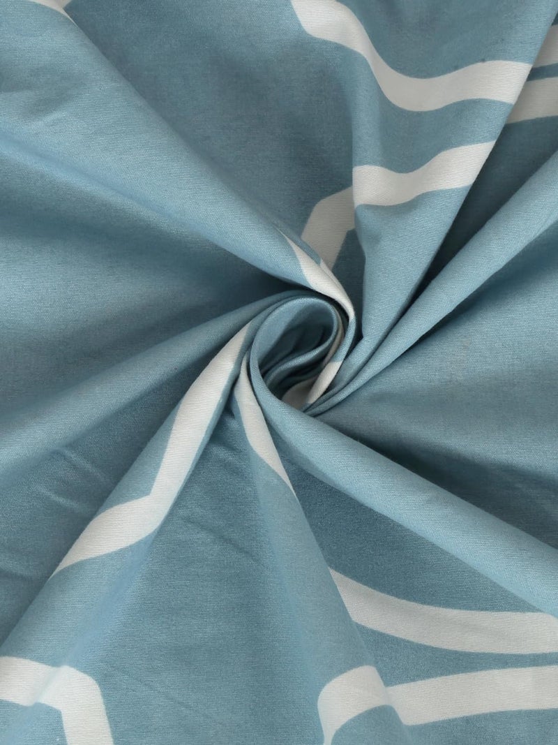 KLOTTHE Supersoft Cotton Blend Feel Glace Cotton King Size Printed Flat Double Bedsheet wih 2 Pillow Covers II 300 TC, 90"x100" Inch, SkyBlue - Image 4