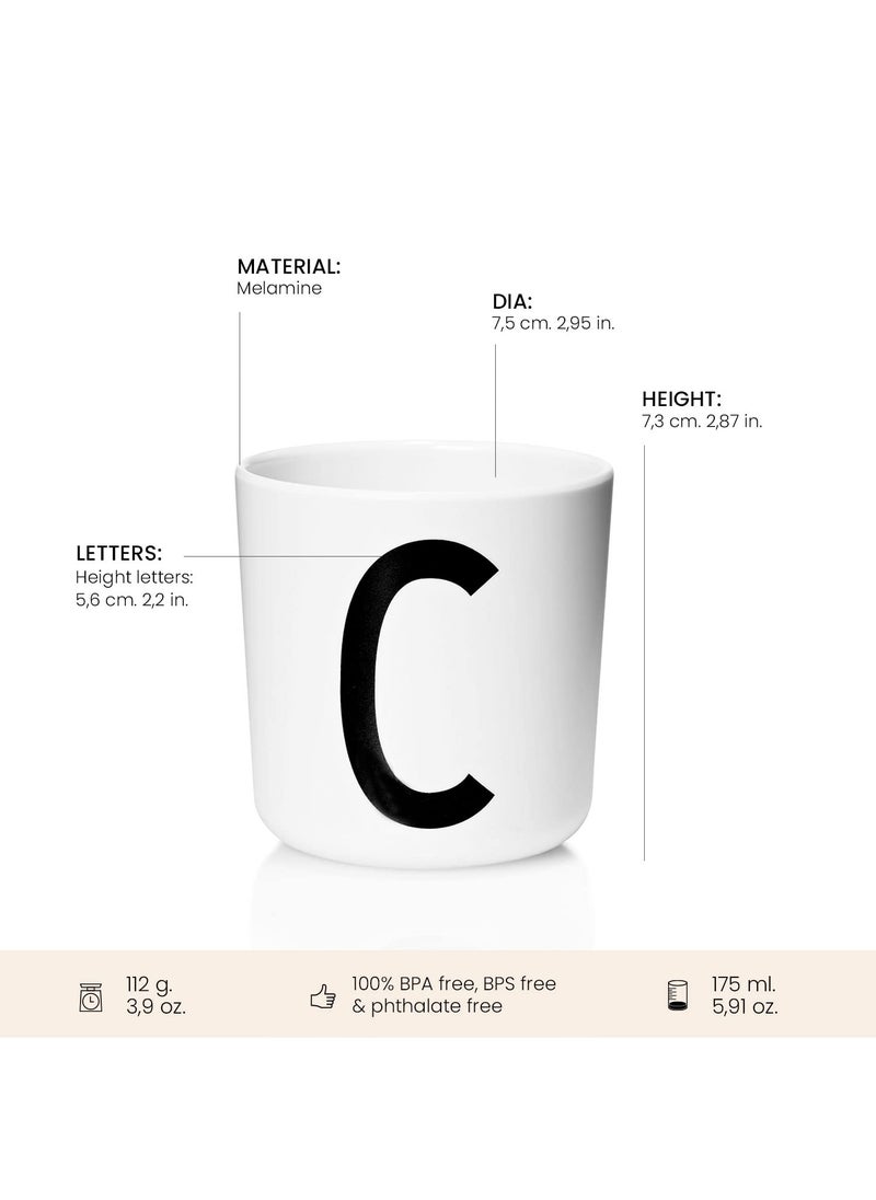 Design letters Design Letters Melamine Sippy cups for Baby 7 Oz A-Z | Kids Cups Designed in Denmark Reusable Cup for Baby 6+ Month|Learning Cup BPA/BPS Free | Children Drinking Cup Dishwasher Safe, Toddler Cup White  - Image 2