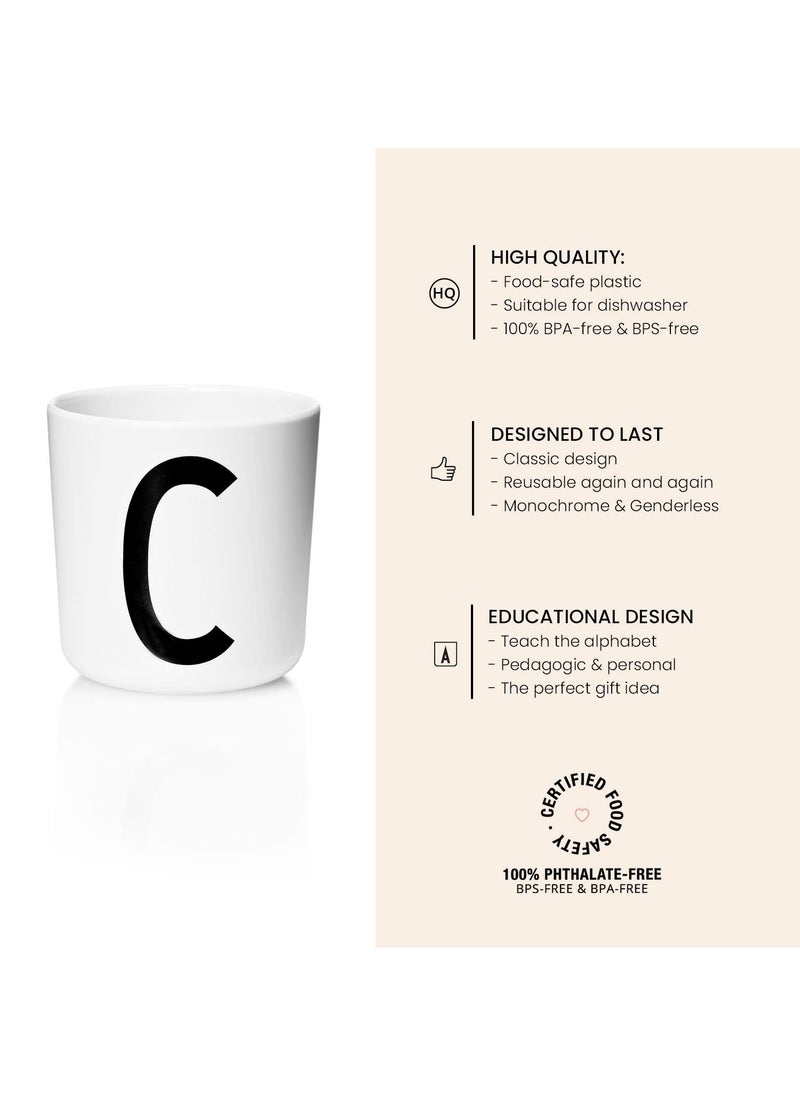 Design letters Design Letters Melamine Sippy cups for Baby 7 Oz A-Z | Kids Cups Designed in Denmark Reusable Cup for Baby 6+ Month|Learning Cup BPA/BPS Free | Children Drinking Cup Dishwasher Safe, Toddler Cup White  - Image 3