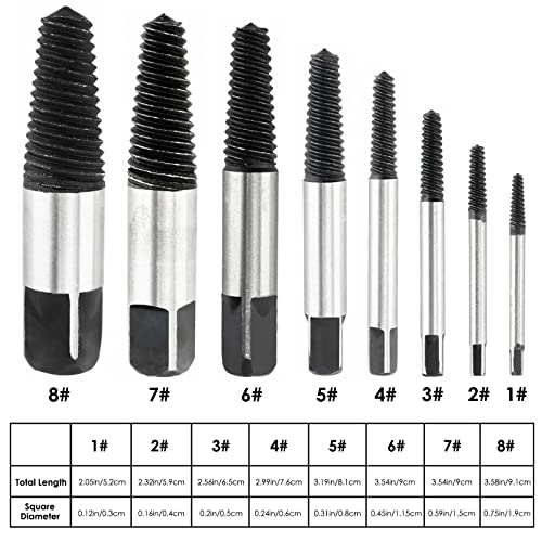 FreeTec 8pcs Water Pipe Screw Extractor Set, Damaged Screw Broken Bolt Remover Set - Image 3