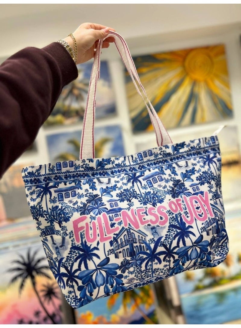 Waterproof beach tote bag with a makeup clutch—a large gabardine beach bag with high-quality double-sided printing, perfect for travel and summer vacations - Image 1