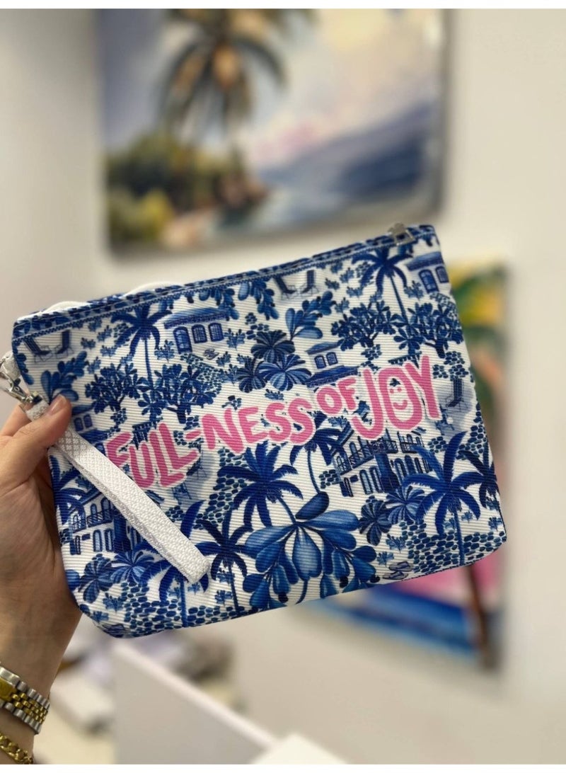 Waterproof beach tote bag with a makeup clutch—a large gabardine beach bag with high-quality double-sided printing, perfect for travel and summer vacations - Image 2