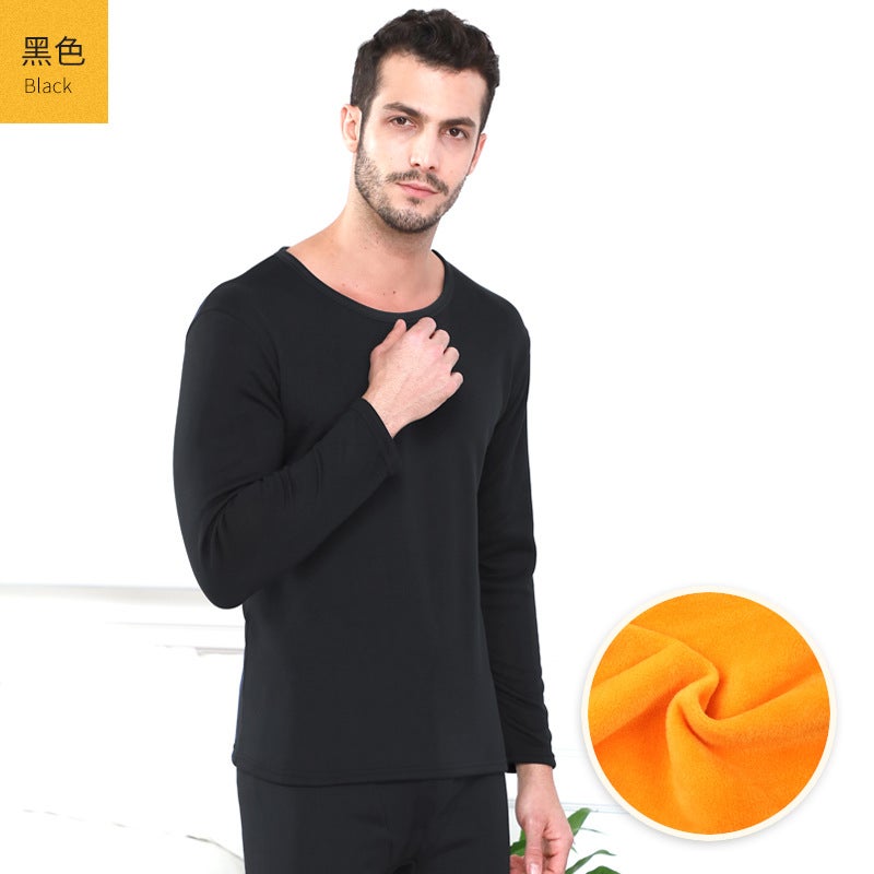 Gold Velvet Thermal Underwear Couple Set Male black  - Image 1