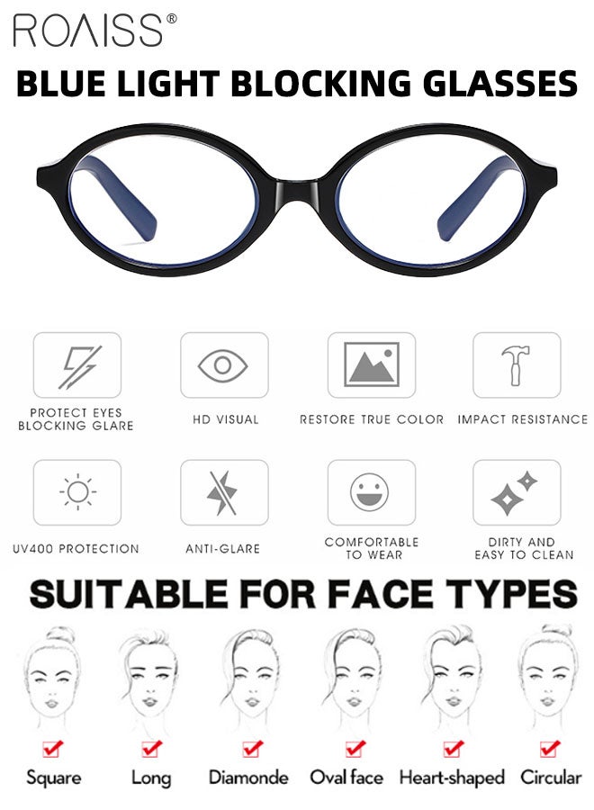roaiss Retro Blue Light Blocking Glasses Anti Blue Light Non-prescription Computer Reading Gaming TV Phones Oval Eyeglasses Fashion Anti Eyestrain Headache Eyewear for Men Women Black 53mm  - Image 4