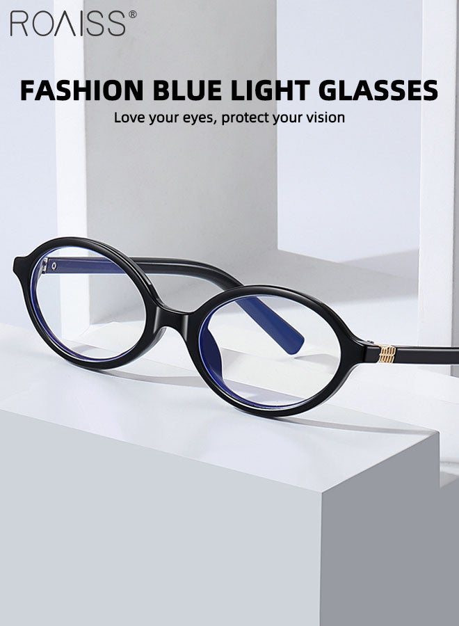 roaiss Retro Blue Light Blocking Glasses Anti Blue Light Non-prescription Computer Reading Gaming TV Phones Oval Eyeglasses Fashion Anti Eyestrain Headache Eyewear for Men Women Black 53mm  - Image 5