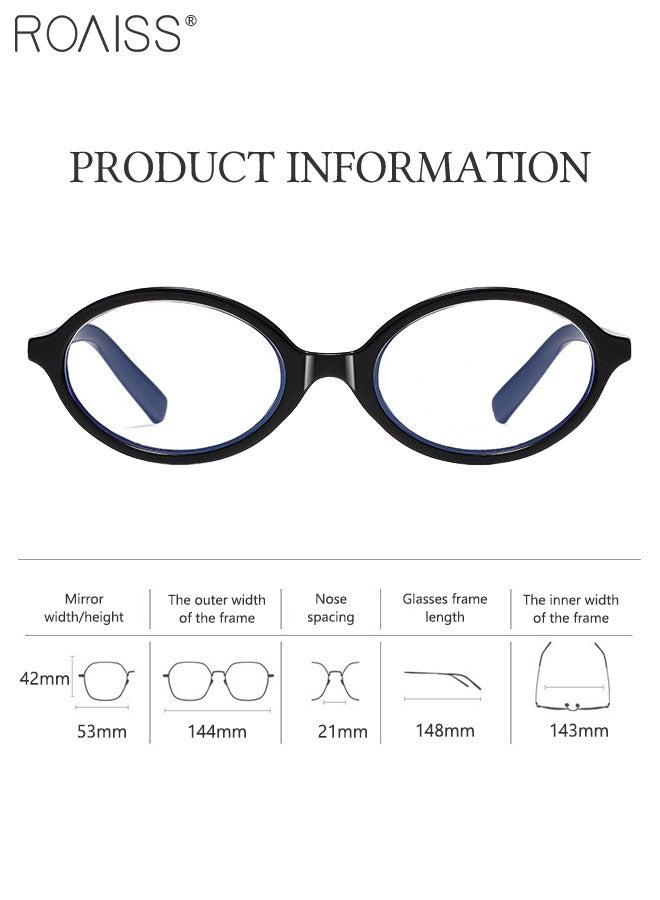 roaiss Retro Blue Light Blocking Glasses Anti Blue Light Non-prescription Computer Reading Gaming TV Phones Oval Eyeglasses Fashion Anti Eyestrain Headache Eyewear for Men Women Black 53mm  - Image 3