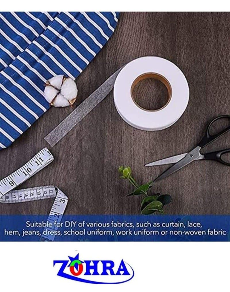Zohra ZOHRA® Hem Tape Rivil Civil Fabric Fusing Tape Double Sided Adhesive Hem Tape Iron on Tape (White) Buckram Interfacing Interlining Fusible 100 Yards Sewing Accessory Adhesive - Image 3