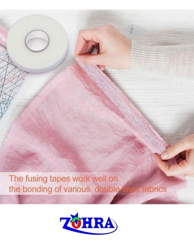 Zohra ZOHRA® Hem Tape Rivil Civil Fabric Fusing Tape Double Sided Adhesive Hem Tape Iron on Tape (White) Buckram Interfacing Interlining Fusible 100 Yards Sewing Accessory Adhesive - Image 4