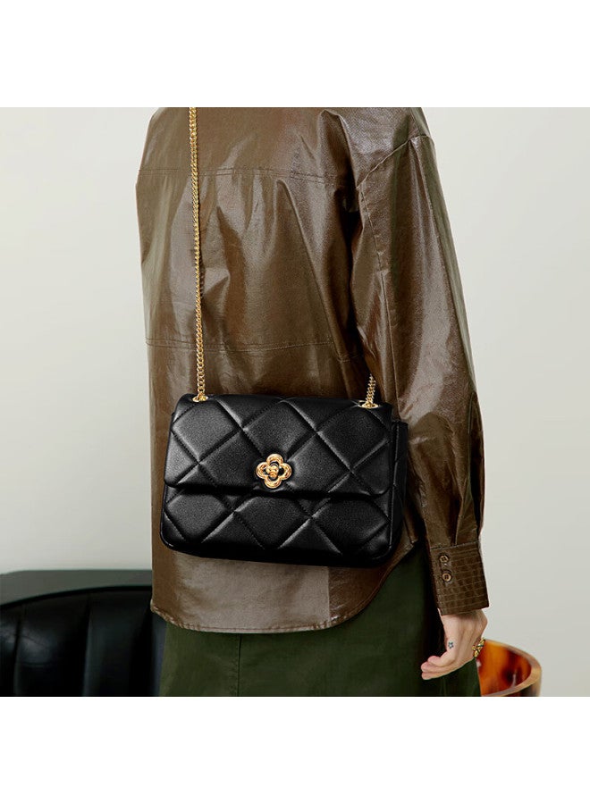 Nucelle Handbag For Women, ck Underarm Chain Light Luxury Chanel-style Quilted Shoulder Crossbody Bag, Qixi Gift For Wife - Image 1