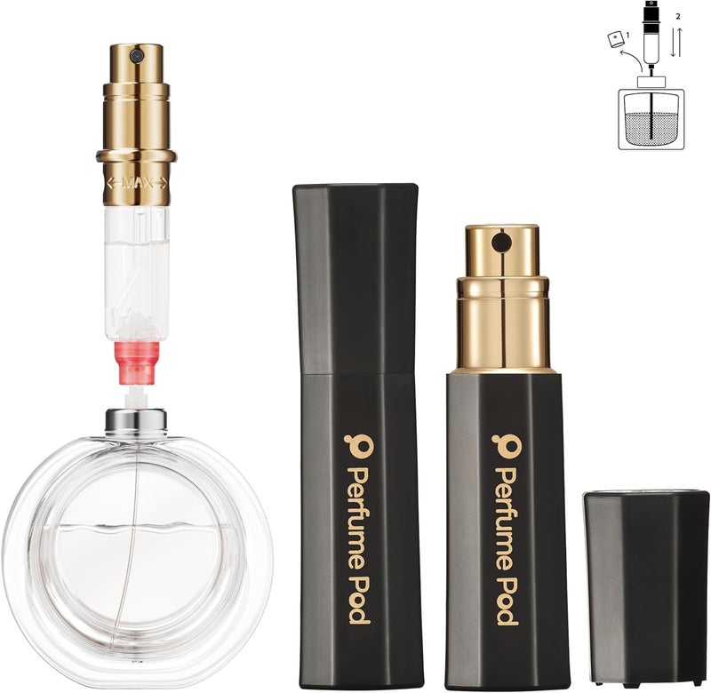 Perfume Pod Refillable Perfume Atomizer, Bottom Filling Fragrances Perfume Bottle, Mini Cologne Dispenser, Travel sized, Portable Sprayer for Women Men, Gift (FLORA01, BLACK) - Image 1