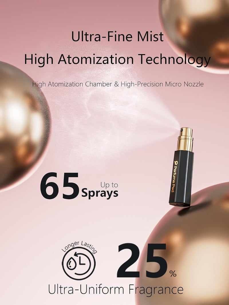 Perfume Pod Refillable Perfume Atomizer, Bottom Filling Fragrances Perfume Bottle, Mini Cologne Dispenser, Travel sized, Portable Sprayer for Women Men, Gift (FLORA01, BLACK) - Image 4