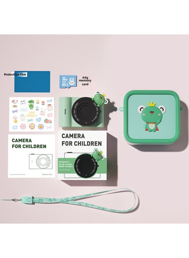 Generic GEEKPAPA Touch Screen Cartoon C5 Children's Camera Wifi Transmission Before And After 4800W 61 Holiday Gift-Body Color:C5 Green Frog+64g+same Style Bag  - Image 1