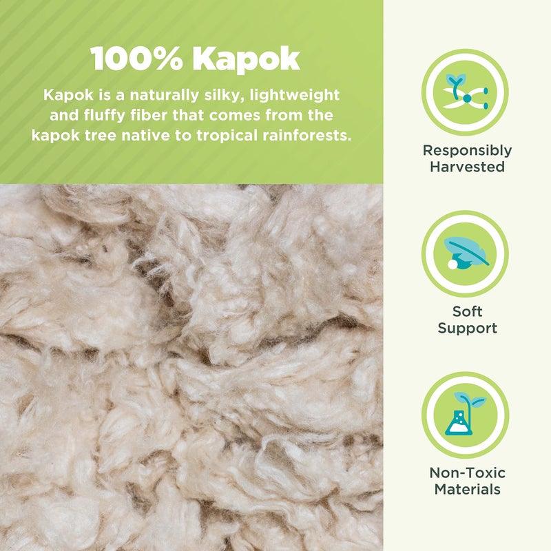 Bean Products Euro Size Premium Kapok Pillow - Breathable, Eco-Friendly and Durable Organic Cotton Fabric Neck Pillow - Soft and Supportive for Neck Support and Comfort - Made in The USA, 12" x 20" - Image 3