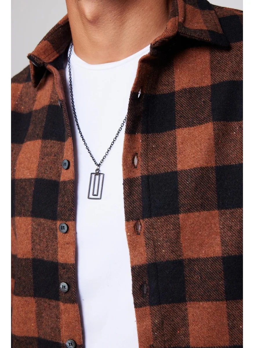 Tudors Slim Fit Narrow Cut Checked Sport Collar Lumberjack Men's Shirt