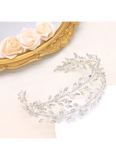 Oriamour Bridal Crystal Headbands Double Layer Wedding Headdress Gold Wedding Headpieces For Women (Silver)  - Image 4