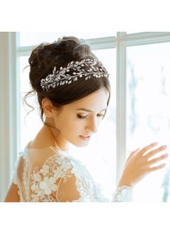 Oriamour Bridal Crystal Headbands Double Layer Wedding Headdress Gold Wedding Headpieces For Women (Silver)  - Image 2