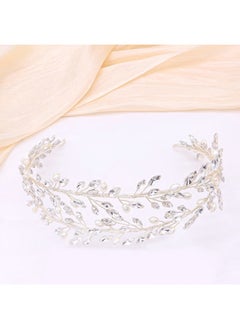 Oriamour Bridal Crystal Headbands Double Layer Wedding Headdress Gold Wedding Headpieces For Women (Silver)  - Image 1