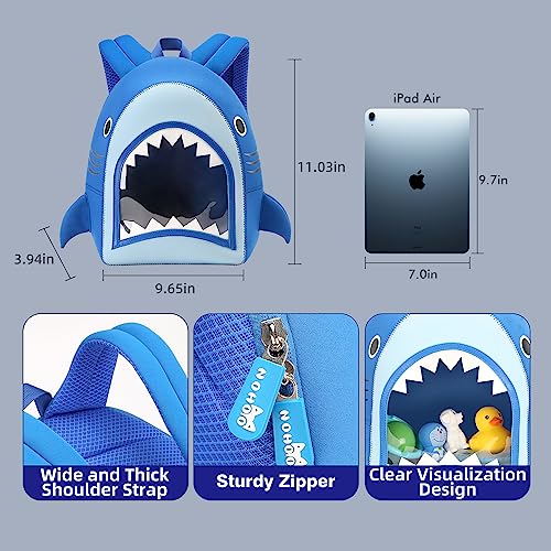 NOHOO Kids Shark Backpack for Toddler Baby Age 3 to 6, Cute Boys Girls Ocean Animal Waterproof Schoolbag (11 inch) - Image 3
