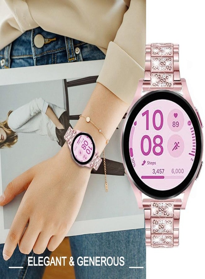 DEALELE Bands Compatible with Samsung Galaxy Watch 6/6 Classic / 5/5 Pro/Galaxy Watch 4/4 Classic / 3 41mm / Active 2, 20mm Bling Diamond Metal Steel Replacement Strap for Women Men (Rosepink) - Image 5