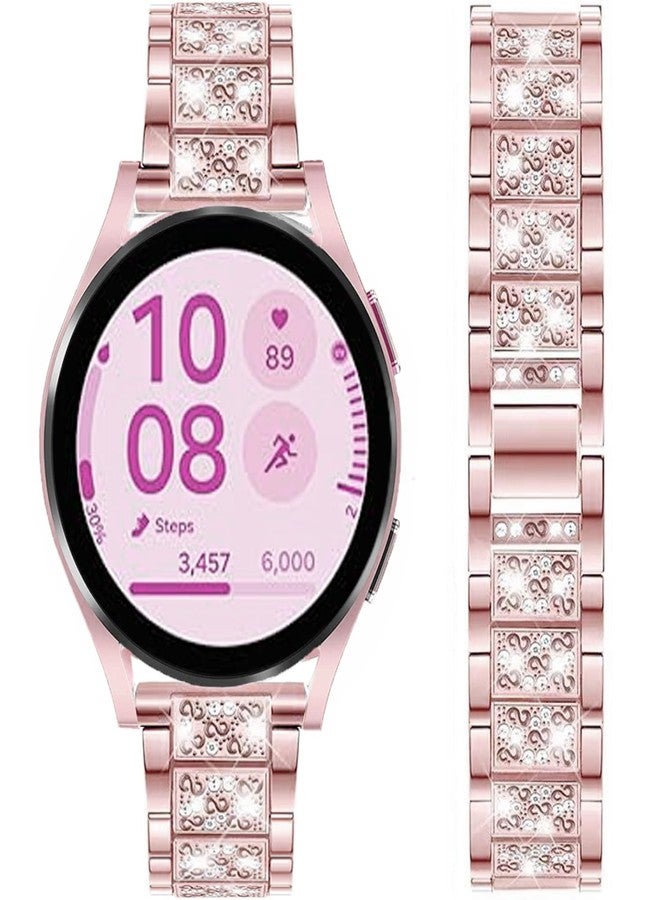 DEALELE Bands Compatible with Samsung Galaxy Watch 6/6 Classic / 5/5 Pro/Galaxy Watch 4/4 Classic / 3 41mm / Active 2, 20mm Bling Diamond Metal Steel Replacement Strap for Women Men (Rosepink) - Image 1
