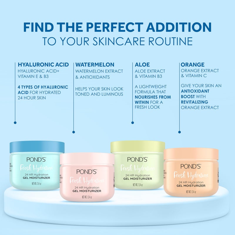 Pond's جل مرطب للوجه من بوندز بحمض الهيالورونيك وفيتامين E وB3 لترطيب 24 ساعة وبشرة متألقة، 3.4 أونصة - Image 5