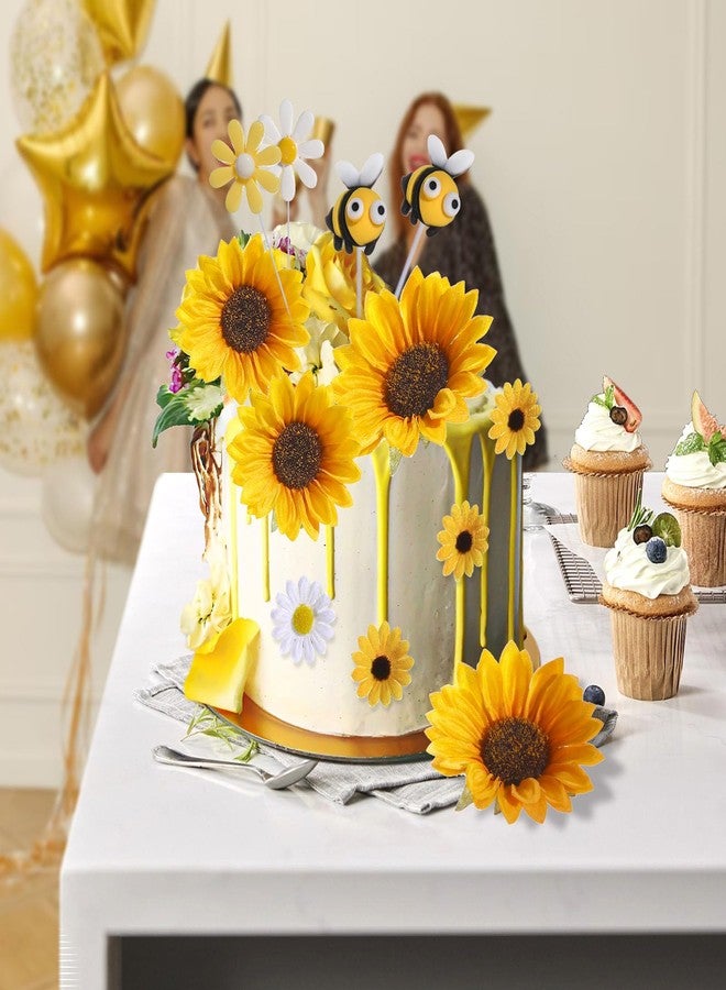 RAYNAG 44 Pcs Bee Cake Decorations, Sunflower Daisy Bee Cake Toppers Set for Baby Shower, Wedding, Birthday Cake Decorations - Image 2