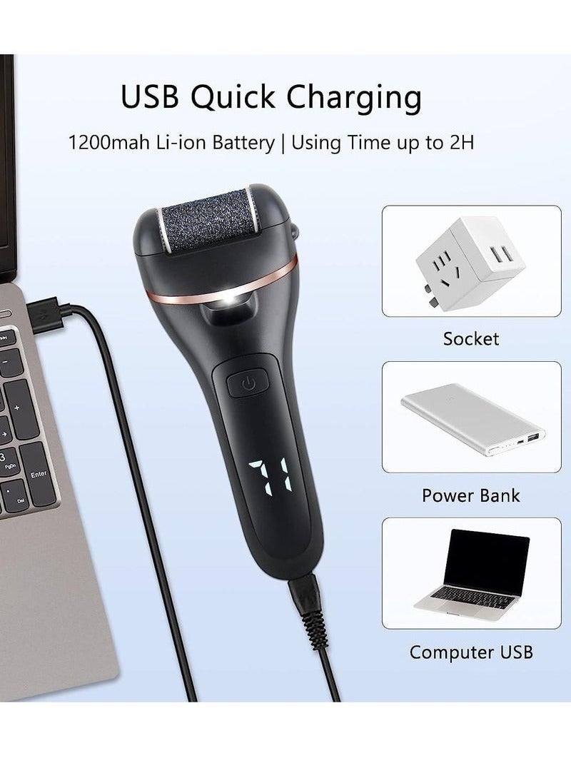 general Electric Callus Remover for Feet, Rechargeable Pedicure Tools Foot Care Feet File, 13 in 1 Callous Remover Kit for Remove Cracked Heels and Dead Skin, with 3 Roller Heads 2 Speed, Battery Display - Image 3