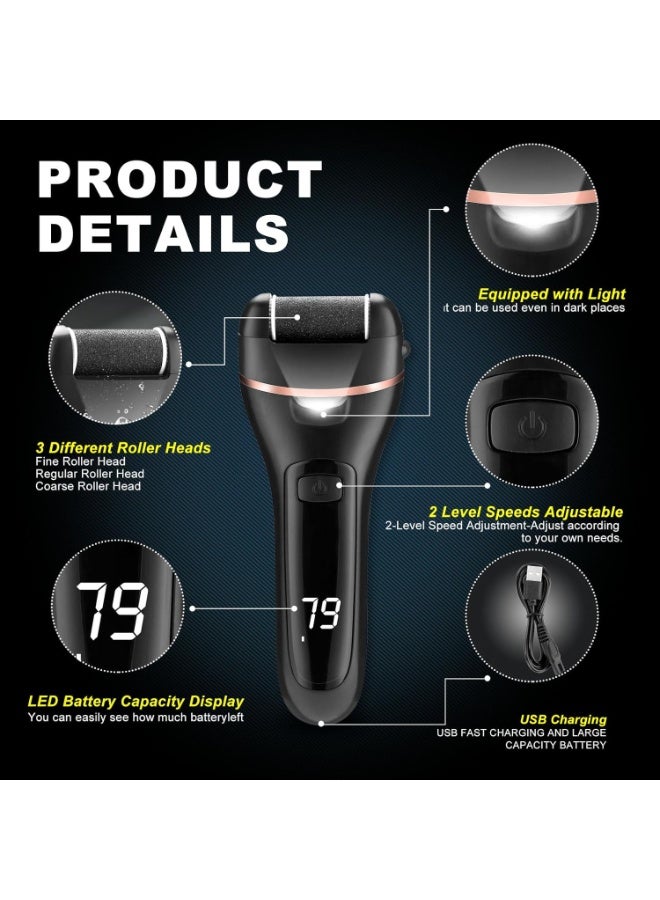 عام مزيل مسامير القدم الكهربائية للقدمين ، أدوات العناية بالقدم القابلة لإعادة الشحن ، ملف العناية بالقدم ، 13 في 1 مجموعة مزيل الجلد الميت لإزالة الكعب المتشقق والجلد الميت ، مع 3 رؤوس دوارة ، سرعتان ، ش - Image 5