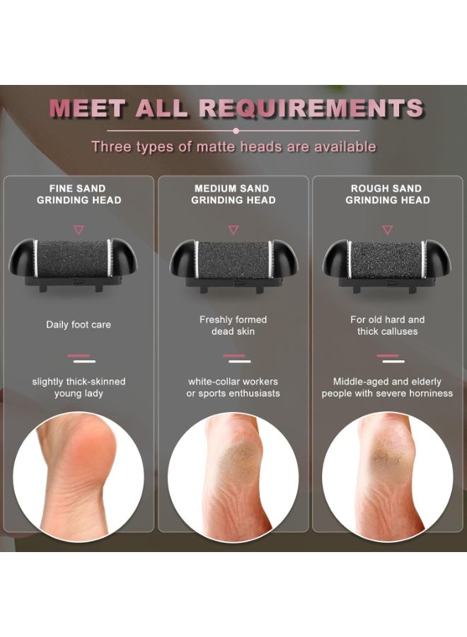 عام مزيل مسامير القدم الكهربائية للقدمين ، أدوات العناية بالقدم القابلة لإعادة الشحن ، ملف العناية بالقدم ، 13 في 1 مجموعة مزيل الجلد الميت لإزالة الكعب المتشقق والجلد الميت ، مع 3 رؤوس دوارة ، سرعتان ، ش - Image 4