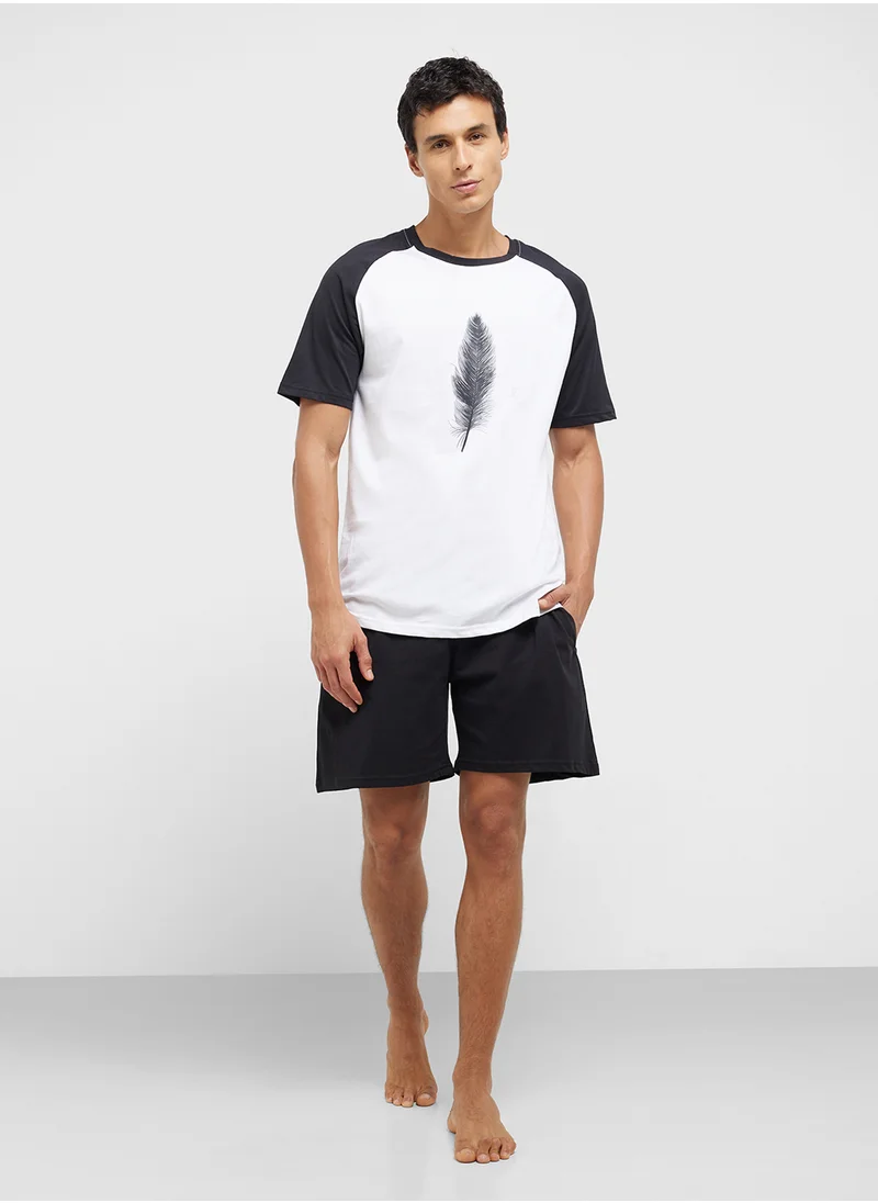 سفنتي فايف Nightwear T-Shirt & Shorts Set