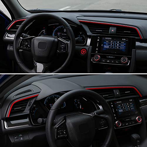 Thenice 10th Gen Civic 2pcs Center Consoles Stickers Air Vent Trims Dash Board Panel Strips Decals Compatible with Honda Civic 2021 2020 2019 2018 2017 2016 -Red - Image 4