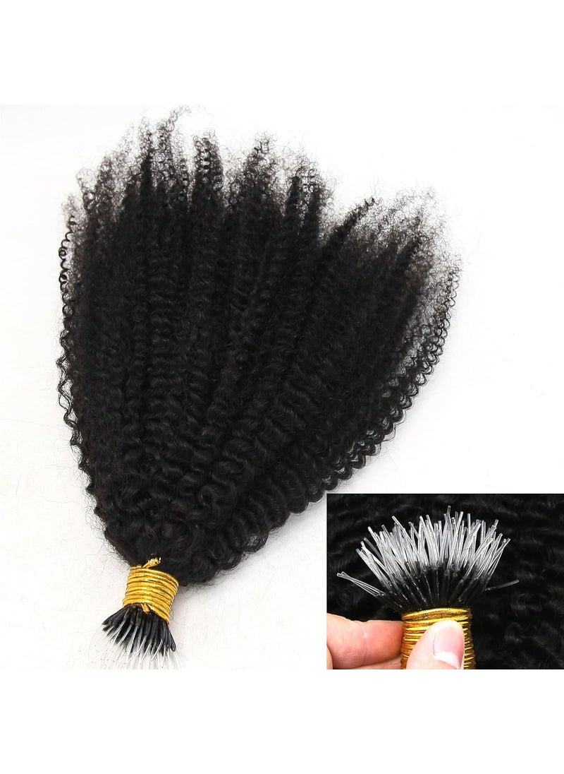 ZigZag Hair - ZigZag Hair Afro Kinky Curly F Tips Microlink Human Hair Extensions 1gstrand 100g Plastic Fearther F Tips Bundles 4B 4C Nano Ring I Tip for Black Women 18 Inch 4B 4C - Image 1