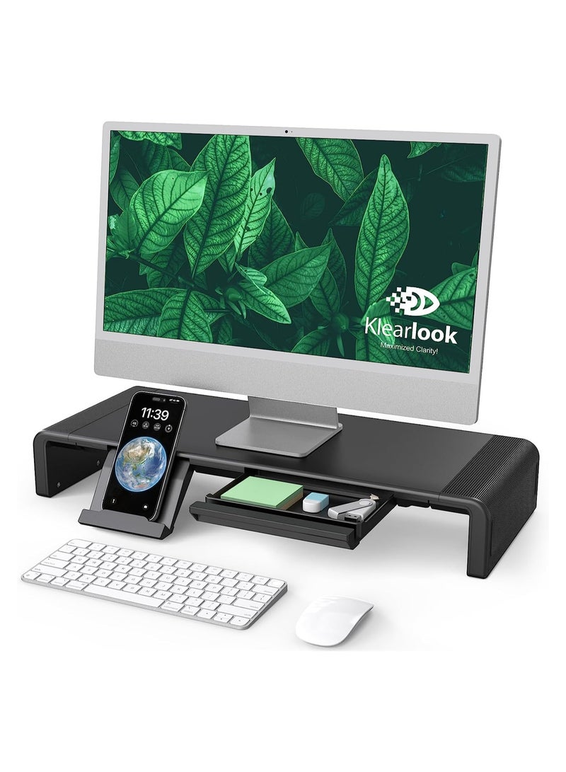 Olmaster Adjustable Upright Monitor Stand with Storage Drawer Foldable Computer Riser for Desktop Laptop Tablet Phone Home Office Daily Use - Image 1